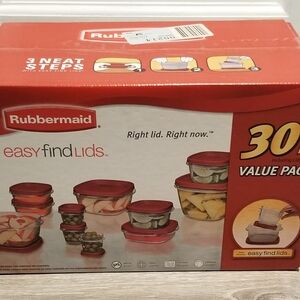NIB Rubbermaid 30pc Value Pack Food Containers BPA Free 15 Containers 15 Lids
